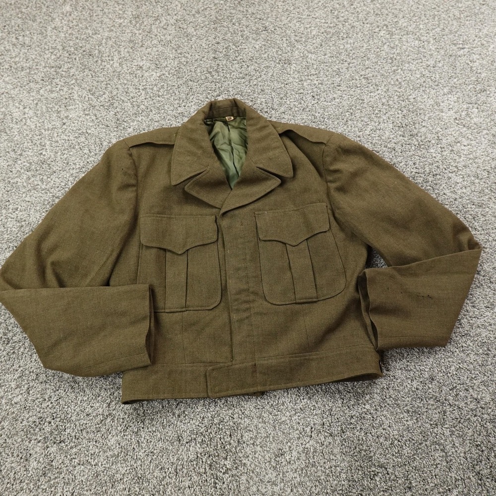 VTG Army Jacket Mens 40 Olive Drab Wool M-1950 Military IKE Field Coat Talon 50s